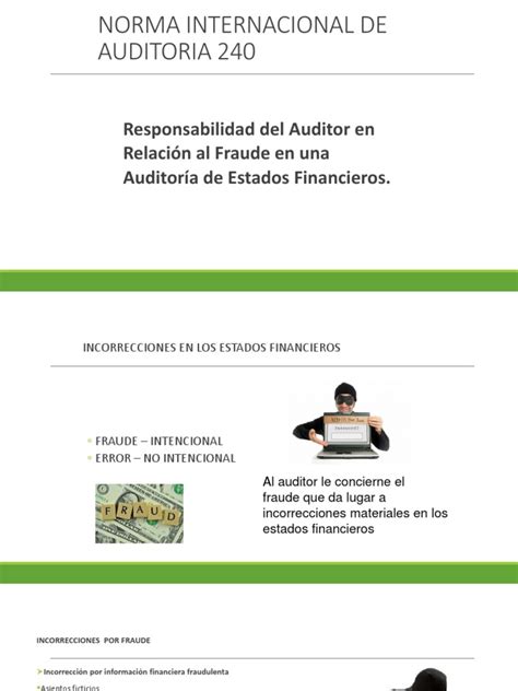 Isa 240 Responsabilidad Del Auditor En Relación Al Fraude En Una