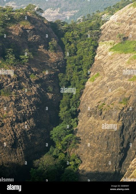 Deep Valley From Tamhini Ghat Channel Between Two Hills Tamhini