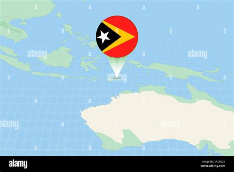 Map illustration of East Timor with the flag. Cartographic illustration ...