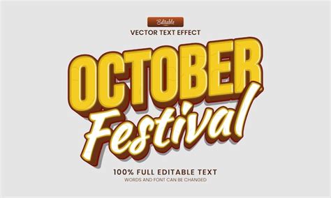 Premium Vector | Design editable text effect october festival vector ...