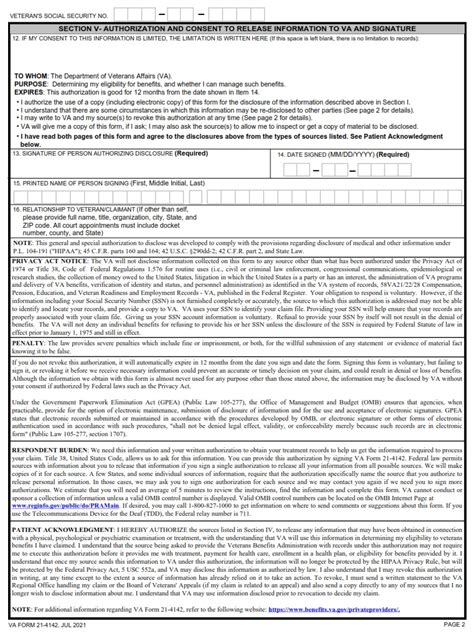 Va Form 21 4142 Fillable Printable Forms Free Online