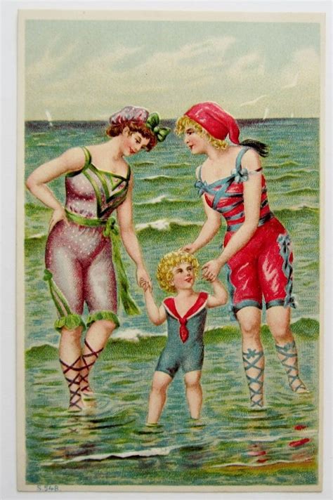 Colorful Bathing Beauty Women In Lace Up Suits Postcard Emb Postcard