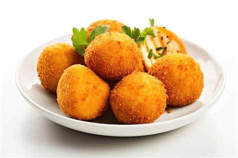 Bolas De Arroz Arancini Con Zanahorias Y Queso Sobre Fondo Blanco