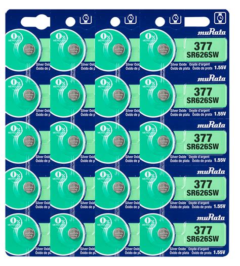 Murata 377 SR626SW Battery 1 55V Silver Oxide Watch Button Cell
