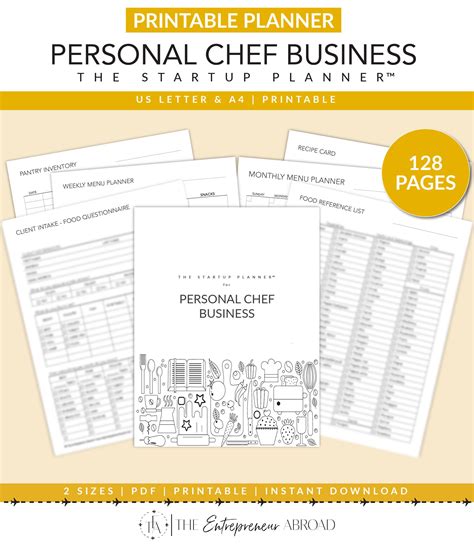 Personal Chef Business Planner Menu Planner Voor Etsy België