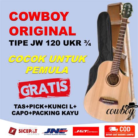 Jual Gitar Akustik Cowboy Original Ukuran 3 4 JW 120 NA NS Murah Senar