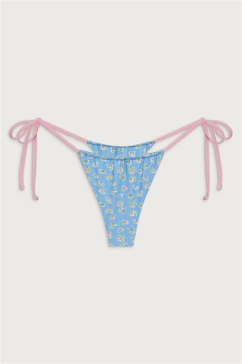Women Bikinis Frankies Bikinis Tia Skimpy Floral Bikini Bottom Blue Hawaii Terry Rich