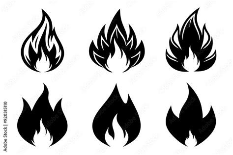 Fire Icon Collection Set Fire Flame Symbol Red Hot Fire Flame Heat Or Spicy Food Symbol Flat