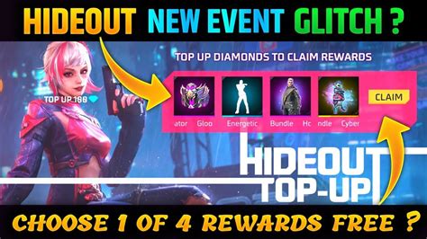 HIDEOUT TOP UP EVENT FREE FIRE CHOOSE 1 OF 4 REWARDS FF NEW EVENT