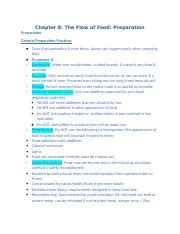 Chapter 8 The Flow Of Food Preparation Docx Chapter 8 The Flow Of