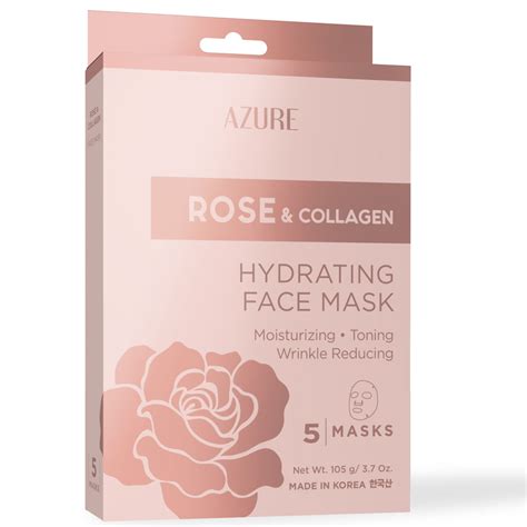 Rose And Collagen Hydrating Sheet Face Mask 5 Pack Azure Skincare