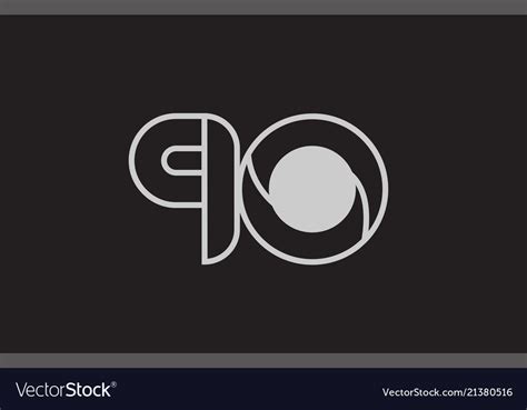 Black And White Number 90 Logo Icon Design Vector Image