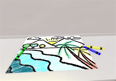 Second Life Marketplace - Kids Beach Drawing w/ Crayons (resizable)