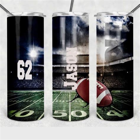 Personalized 20 Oz Tumbler Stainless Steel Tumbler Football Etsy