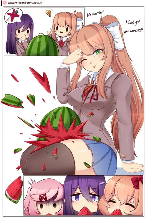 Rule 34 4girls Comic Crush Crushing Doki Doki Literature Club Female Female Only Monika Doki