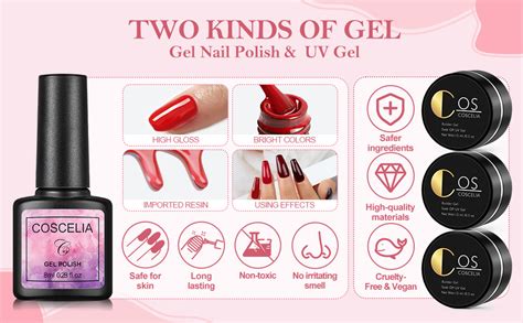 COSCELIA 3 Farben UV Gel Set Und 20 Farben Nail Gel Polish Set Mit 36W