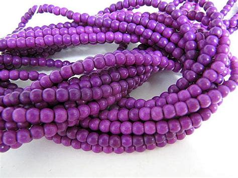 Turquoise Bead Strand Synthetic Purple Dyed Round 6mm 67 Etsy Bead