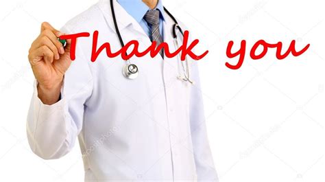 Doctor Writing Thank You On Transparent Board — Stock Photo