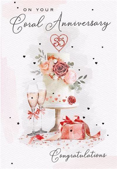 On Your Coral 35th Wedding Anniversary Card Good Quality Card