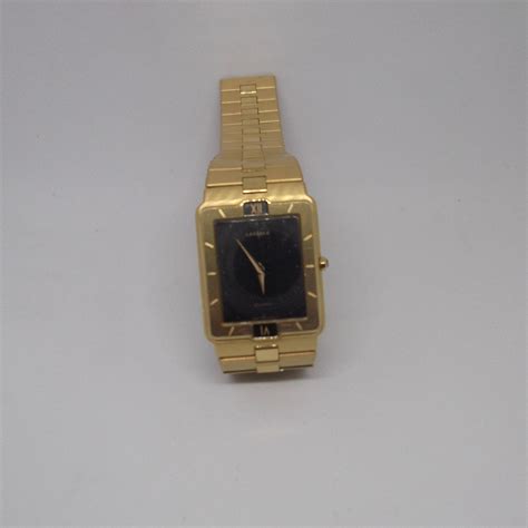 Seiko Lassale Extra Flat Quartz Watch Gold Plated With Black Dial Etsy