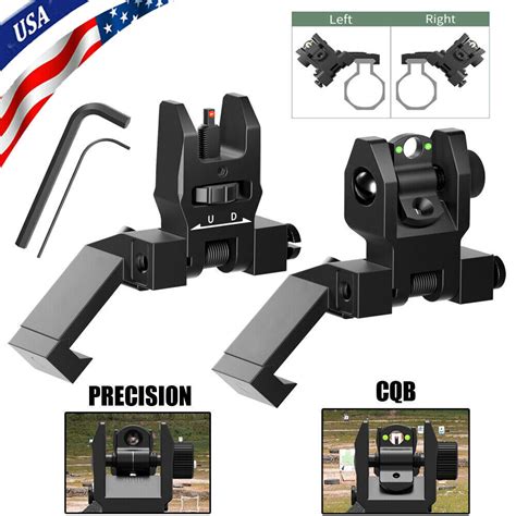 Tactical Fiber Optics Iron Sights Degree Offset Flip Up Front And