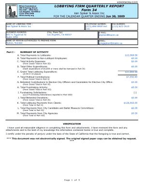 Fillable Online Lobbying Firm Quarterly Report Form Ethics Fax