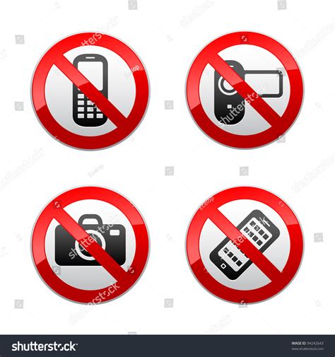 Set Prohibited Signs Gadget Stock Vector Shutterstock