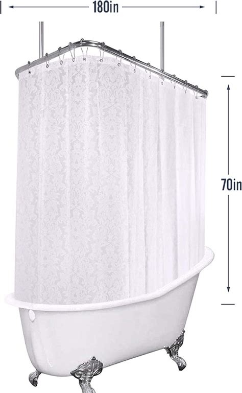 Riyidecor Clawfoot Tub Damask Shower Curtain Liner 180 X 70 Inch All