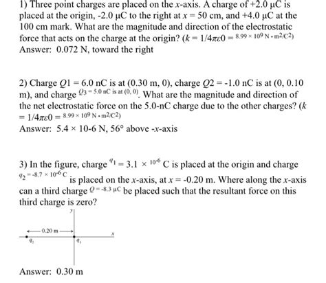 Solved 1 Three Point Charges Are Placed On The X Axis A Chegg