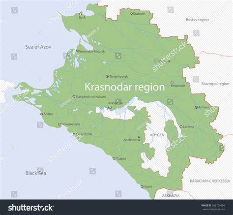 Detailed Map Krasnodar Region Russia Stock Illustration 163709864 ...