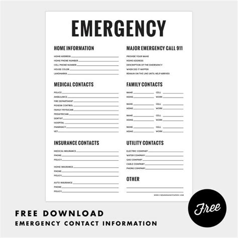 Printables To Help Organize Your Life Emergency Contact List