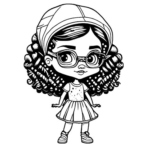 Hispanic Nerdy Girls Coloring Page · Creative Fabrica