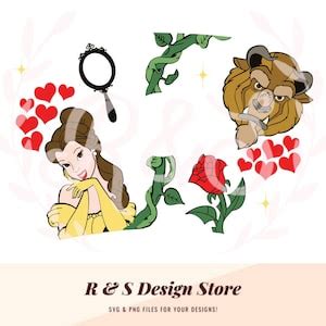 Beauty Beast Belle Princess Cup Wrap Starbucks Png Svg Etsy