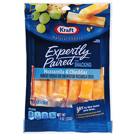 Kraft Cheese Sticks Mozzarella And Cheddar 10 Ea String Curds And Snack Cheeses My Country