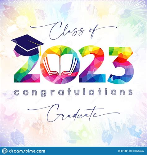 Colorful Poster For Class Of 2023 Graduation Stock Vector