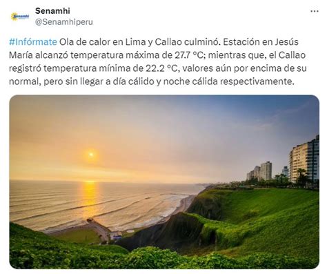 Senamhi Anunció Que Ola De Calor En Lima Y Callao Culminó Tvperú