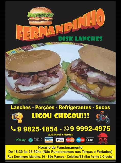 Menu Em Fernandinho Lanches Pub Bar Colatina