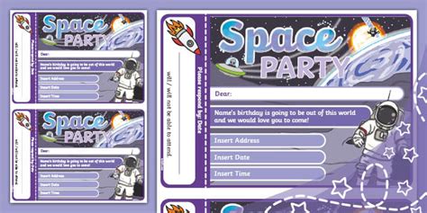 * NEW * Space Party Invitations