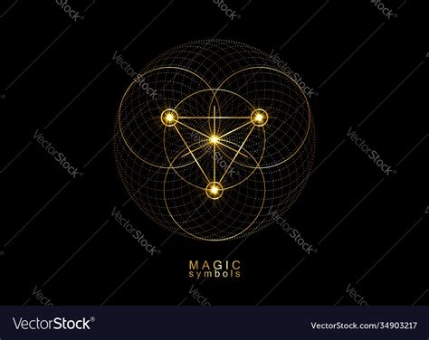 Gold Magic Alchemy Symbols Sacred Geometry Logo Vector Image