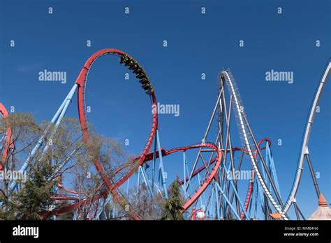 Shambhala And Dragon Khan Roller Coasters At Port Aventura World Spain