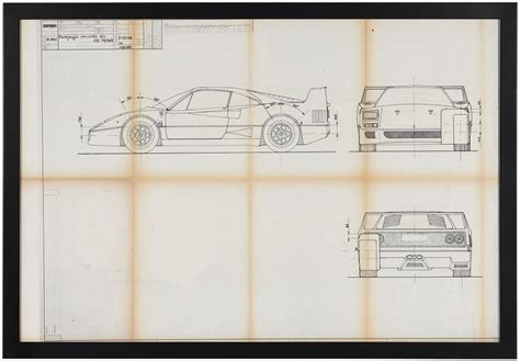 Collector Studio - Fine Automotive Memorabilia - 1987 Ferrari F40 factory blueprint