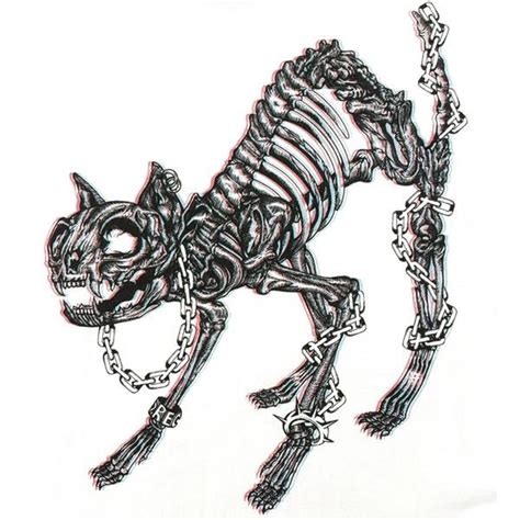 ROYAL PUSSY REC by Royal Pussy レック バイ ロイヤルプッシーSkeleton Cat Zip TeeジップTシャツ ジッパー 黒白 ブラックホワイト 猫ネコ