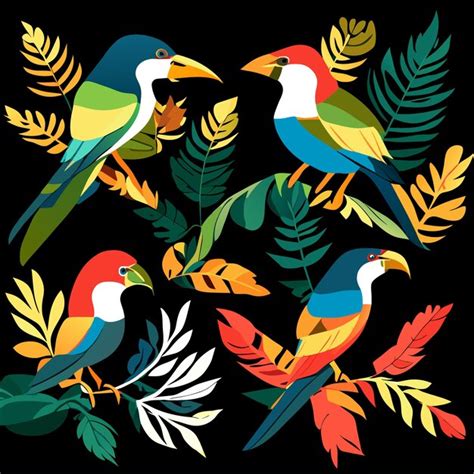 Paquete de iconos de aves exóticas Vector Premium