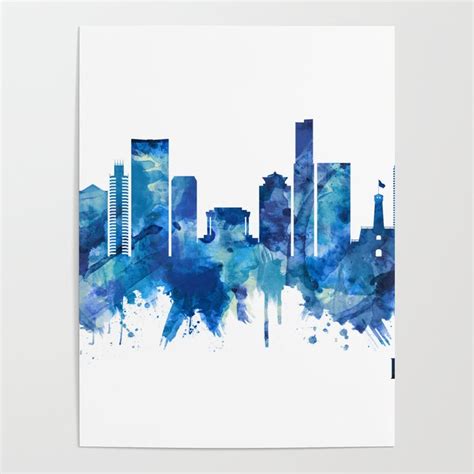 Hanoi Vietnam Skyline Blue Poster By NextWay Art Society6