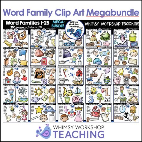 Word Family Clip Art Mega Bundle Images Color Black White - Whimsy ...