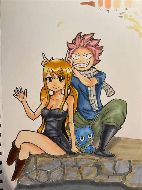 Fairy tail Lucy, Natsu and Happy drawing markers by dwebmd on DeviantArt