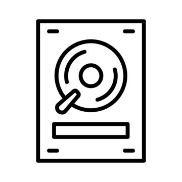 Hard Disk Line Icon Vector Hard Disk Icon Computer Drive Data