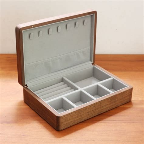 Wooden Jewelry Box Jewelry Organizer Simple Jewelry Box Walnut