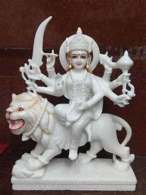 White Painted Marble Durga Mata Statue For Worship Size Feet At Rs