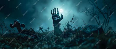 Premium Photo Midnight Reaching A Ghoulish Hand Rises Concept Horror